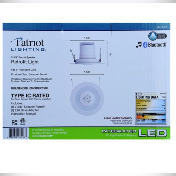 Patriot Lighting 6” Integrated LED Bluetooth Speaker Retrofit Recessed Downlight - Picture 4 of 5